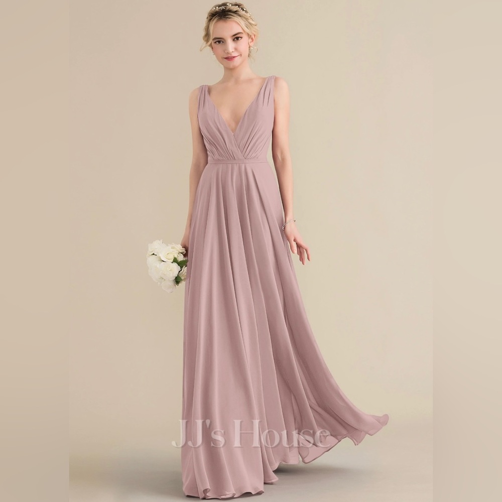 JJ’s House A-Line V-Neck Chiffon Bridesmaid Dress